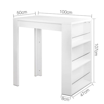 Artiss Bar Table 3-tier Storage Shelves White Furniture Kings Warehouse