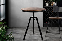 Artiss Bar Table 67-86CM Height Round Brown Furniture Kings Warehouse