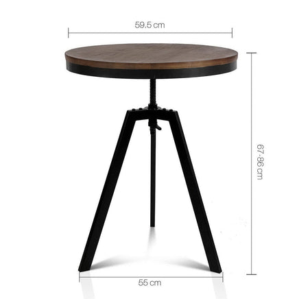Artiss Bar Table 67-86CM Height Round Brown Furniture Kings Warehouse