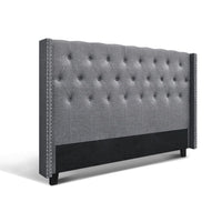 Artiss Bed Head Headboard King Size Fabric - LUCA Grey Furniture Kings Warehouse