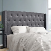 Artiss Bed Head Headboard King Size Fabric - LUCA Grey Furniture Kings Warehouse