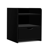 Artiss Bedside Table 1 Drawer with Shelf - FARA Black Furniture Kings Warehouse