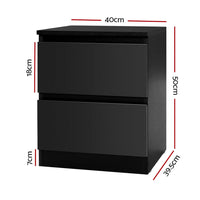 Artiss Bedside Table 2 Drawers - PEPE Black Furniture Kings Warehouse