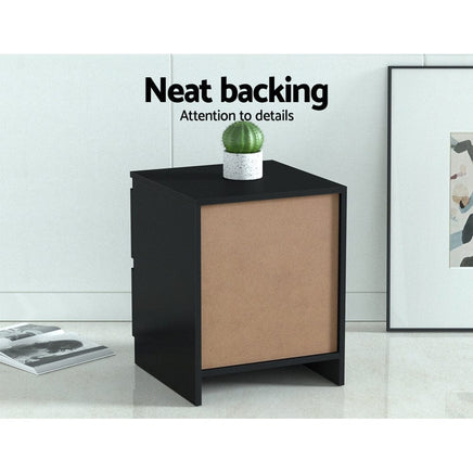 Artiss Bedside Table 2 Drawers - PEPE Black Furniture Kings Warehouse