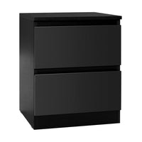 Artiss Bedside Table 2 Drawers - PEPE Black Furniture Kings Warehouse