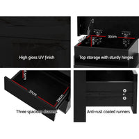 Artiss Bedside Table LED 3 Drawers - COLEY Black Furniture Kings Warehouse