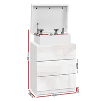 Artiss Bedside Table LED 3 Drawers - COLEY White Furniture Kings Warehouse