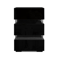 Artiss Bedside Table LED 3 Drawers - LUMI Black Furniture Kings Warehouse