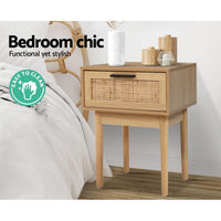 Artiss Bedside Tables Side Table Rattan Drawers Nightstand Furniture Kings Warehouse
