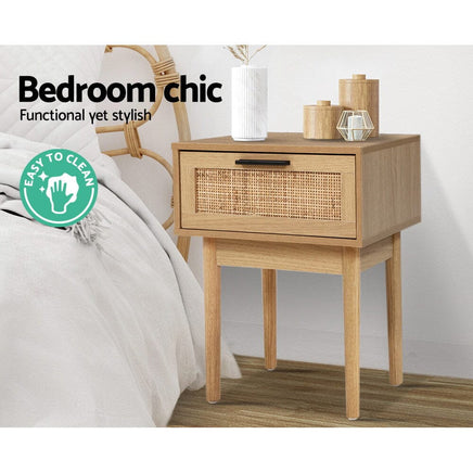 Artiss Bedside Tables Side Table Rattan Drawers Nightstand Furniture Kings Warehouse