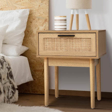 Artiss Bedside Tables Side Table Rattan Drawers Nightstand Furniture Kings Warehouse
