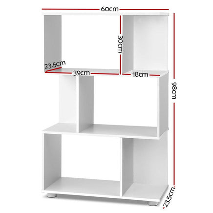 Artiss Bookshelf 3 Tiers - NINA White Furniture Kings Warehouse