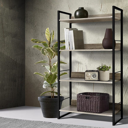 Artiss Bookshelf 4 Tiers - NOE Black and Oak Furniture Kings Warehouse