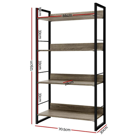 Artiss Bookshelf 4 Tiers - NOE Black and Oak Furniture Kings Warehouse