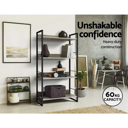 Artiss Bookshelf 4 Tiers - NOE Black and Oak Furniture Kings Warehouse