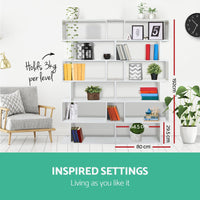 Artiss Bookshelf 6 Tiers - RIVA White Furniture Kings Warehouse