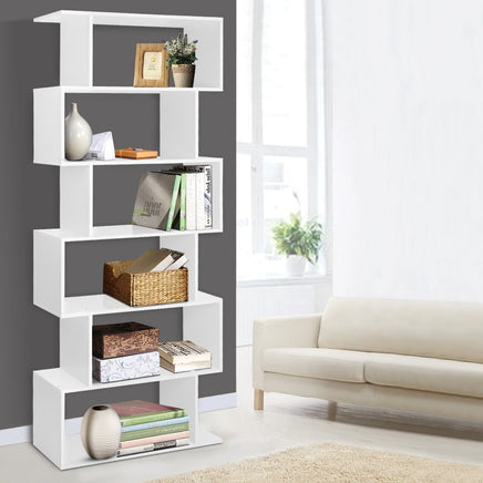 Artiss Bookshelf 6 Tiers - RIVA White Furniture Kings Warehouse