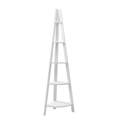 Artiss Bookshelf Corner Shelf 5 Tiers - CANE White Furniture Kings Warehouse