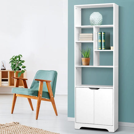 Artiss Bookshelf with Cabinet - GINA White Furniture Kings Warehouse