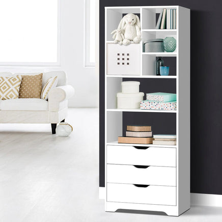 Artiss Bookshelf with Drawers - NANA White Furniture Kings Warehouse