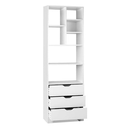 Artiss Bookshelf with Drawers - NANA White Furniture Kings Warehouse