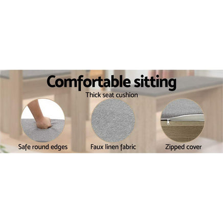 Artiss Dining Bench Upholstery Seat Wooden Chair Oak 90cm Furniture Kings Warehouse