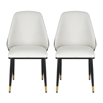 Artiss Dining Chairs Set of 2 Leather Seat Beige and Black Furniture Kings Warehouse