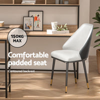 Artiss Dining Chairs Set of 2 Leather Seat Beige and Black Furniture Kings Warehouse