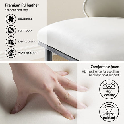 Artiss Dining Chairs Set of 2 Leather Seat Beige and Black Furniture Kings Warehouse