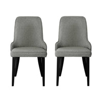 Artiss Dining Chairs Set of 2 Linen Fabric Grey Furniture Kings Warehouse
