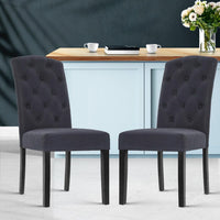 Artiss Dining Chairs Set of 2 Linen Parsons Chair Dark Grey Furniture Kings Warehouse