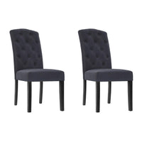 Artiss Dining Chairs Set of 2 Linen Parsons Chair Dark Grey Furniture Kings Warehouse