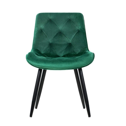 Artiss Dining Chairs Set of 2 Velvet Diamond Tufted Green Furniture Kings Warehouse