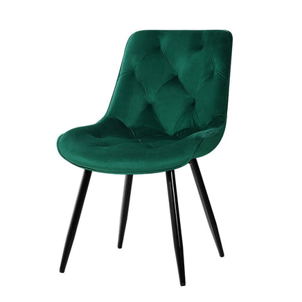Artiss Dining Chairs Set of 2 Velvet Diamond Tufted Green Furniture Kings Warehouse