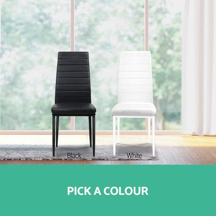 Artiss Dining Chairs Set of 4 Leather Channel Tufted Black Furniture Kings Warehouse