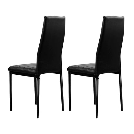 Artiss Dining Chairs Set of 4 Leather Channel Tufted Black Furniture Kings Warehouse