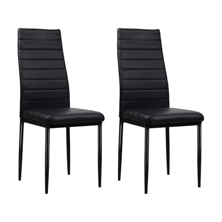 Artiss Dining Chairs Set of 4 Leather Channel Tufted Black Furniture Kings Warehouse