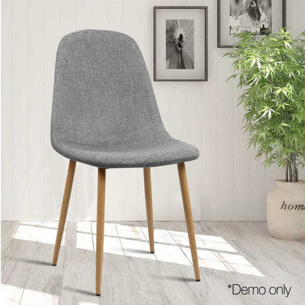 Artiss Dining Chairs Set of 4 Linen Curved Slope Grey Furniture Kings Warehouse