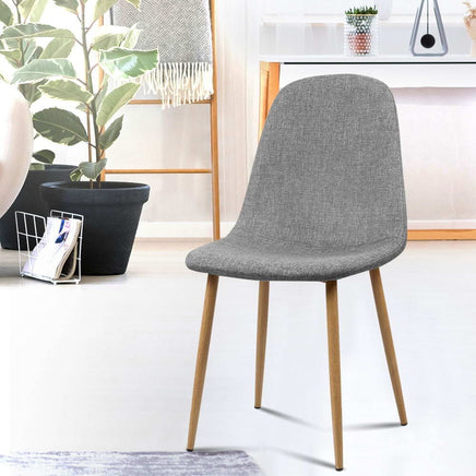 Artiss Dining Chairs Set of 4 Linen Curved Slope Grey Furniture Kings Warehouse