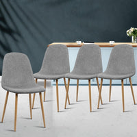 Artiss Dining Chairs Set of 4 Linen Curved Slope Grey Furniture Kings Warehouse