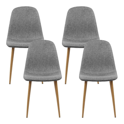 Artiss Dining Chairs Set of 4 Linen Curved Slope Grey Furniture Kings Warehouse