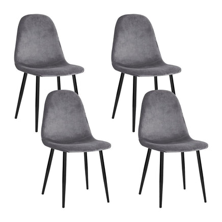 Artiss Dining Chairs Set of 4 Velvet Curved Slope Grey Furniture Kings Warehouse