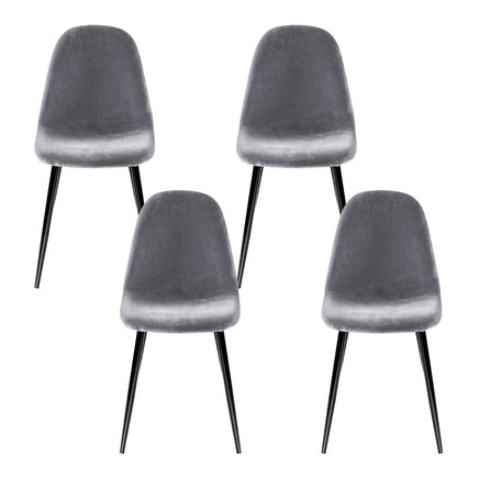 Artiss Dining Chairs Set of 4 Velvet Curved Slope Grey Furniture Kings Warehouse