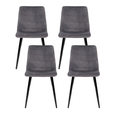 Artiss Dining Chairs Set of 4 Velvet Horizontal Slope Grey Furniture Kings Warehouse