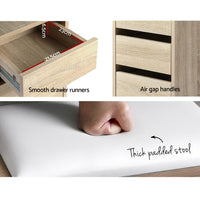 Artiss Dressing Table Stool Set Corner 5 Drawers Oak Furniture Kings Warehouse