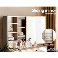 Artiss Dressing Table Stool Set Sliding Mirror Oak Diane Furniture Kings Warehouse
