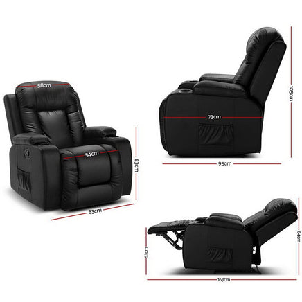 Artiss Electric Massage Chair Recliner Luxury Lounge Sofa Armchair Heat Leather Furniture Frenzy KingsWarehouse