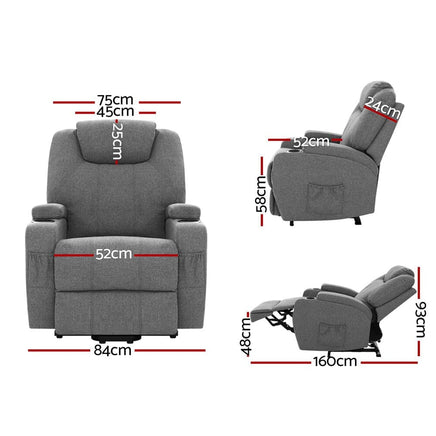 Artiss Electric Massage Chair Recliner Sofa Lift Motor Armchair Heating Fabric End of Year Clearance Sale KingsWarehouse