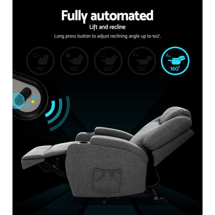 Artiss Electric Massage Chair Recliner Sofa Lift Motor Armchair Heating Fabric End of Year Clearance Sale KingsWarehouse