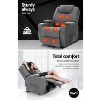 Artiss Electric Massage Chair Recliner Sofa Lift Motor Armchair Heating Fabric End of Year Clearance Sale KingsWarehouse